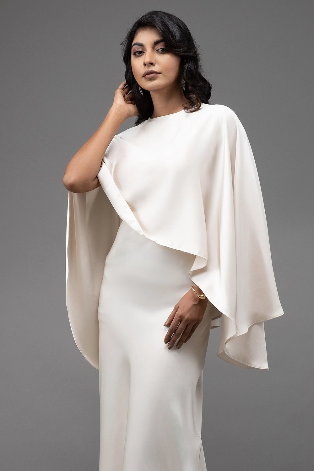 cape silk dress Premium Silk Cape Dress Blucheez