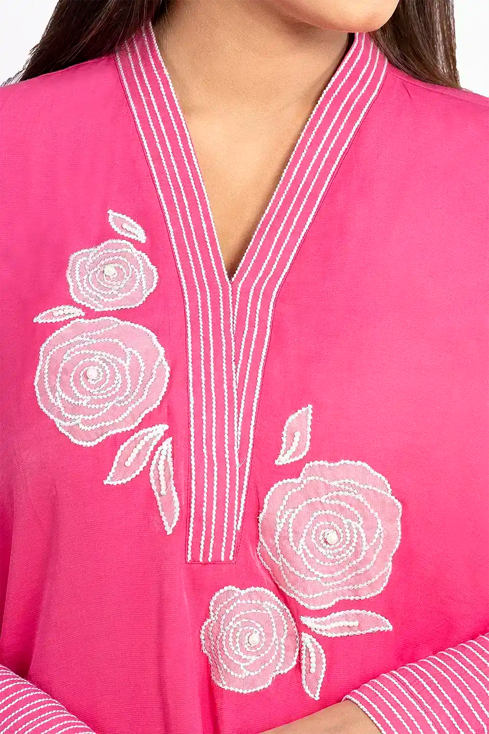 Kurti With Floral Applique Work