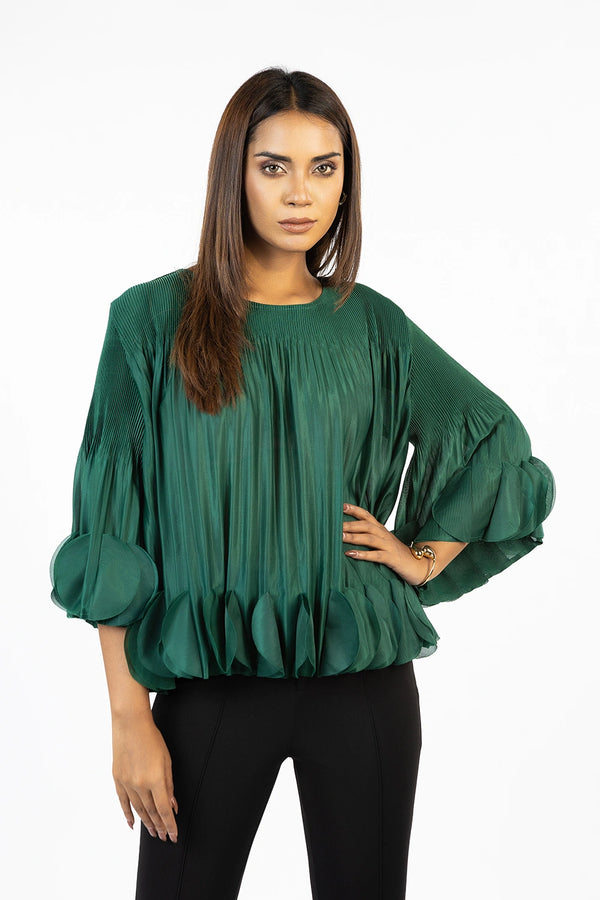 Premium Silk Pleated Top