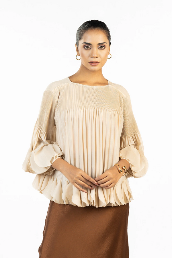 Premium Silk Pleated Top