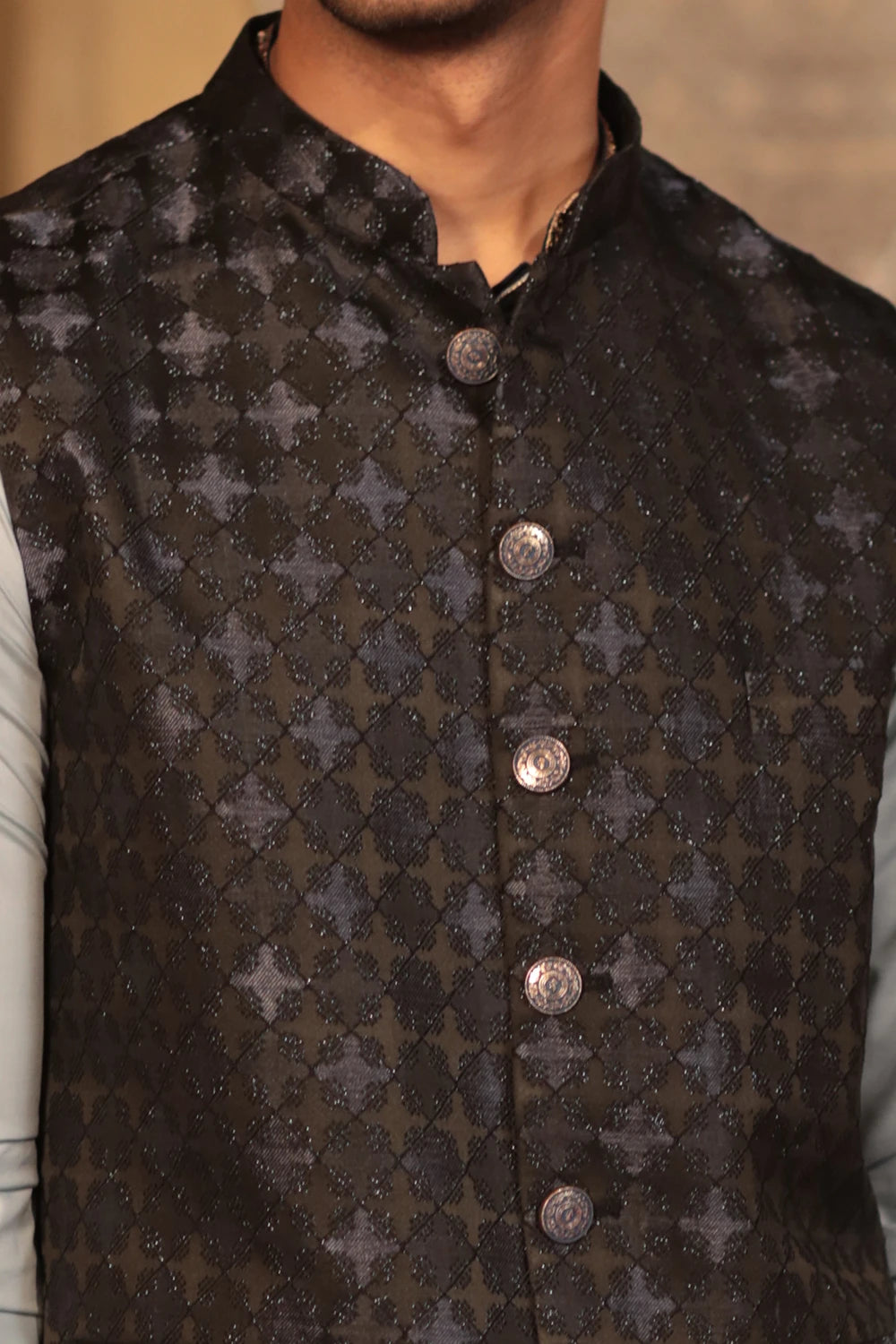 Geometrical Embroidered Waist Coat