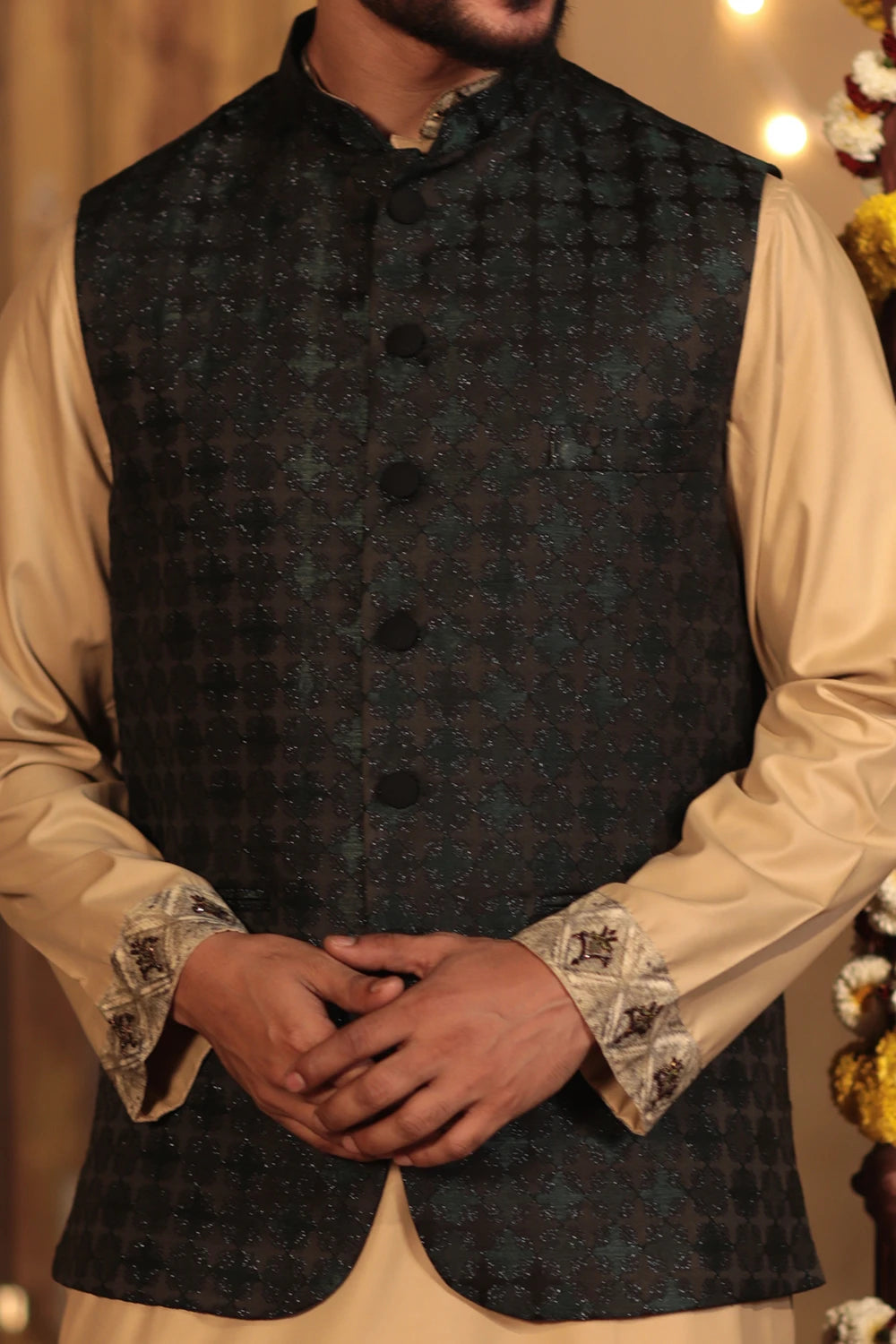Geometrical Embroidered Waist Coat