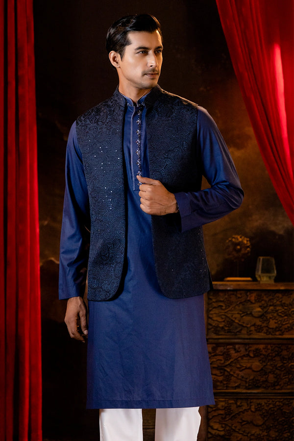 Self Embroidered Ceremonial Waist Coat