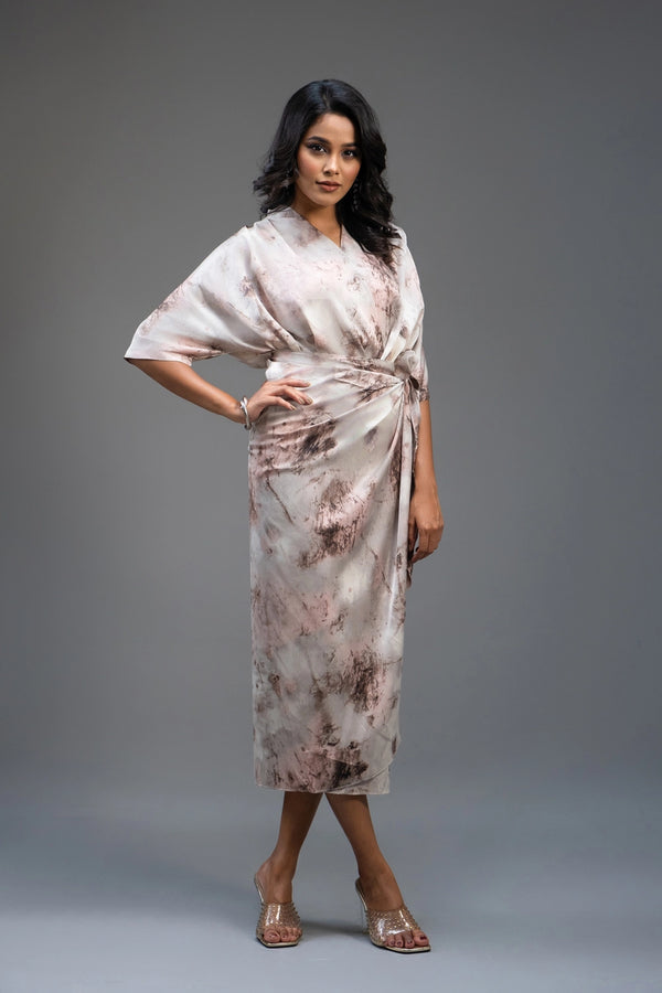 Premium Silk Printed Wrap Dress