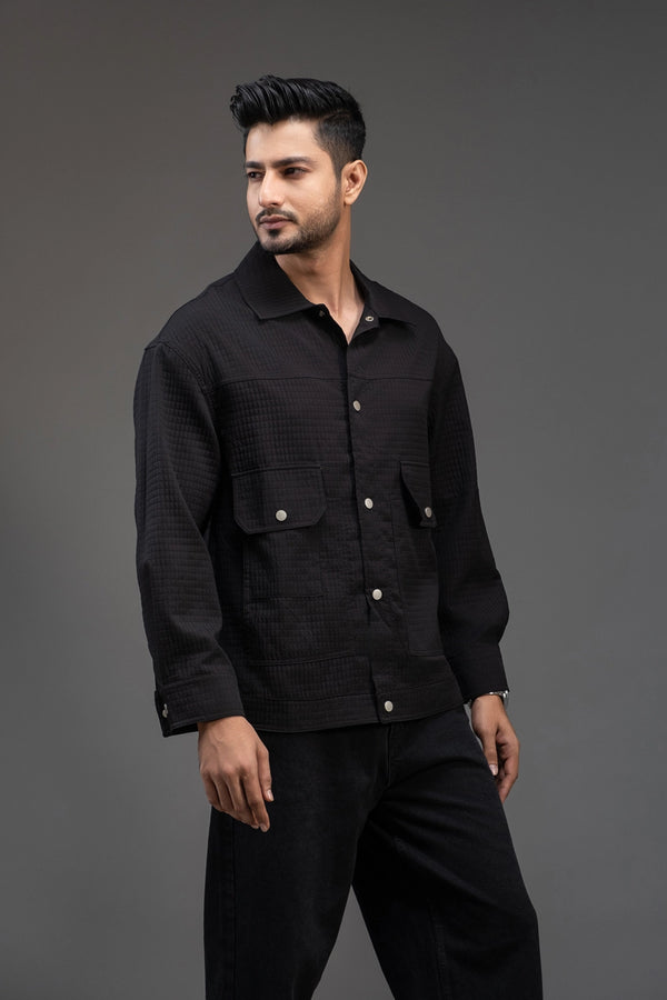 Relaxed-Fit Textured Overshirt