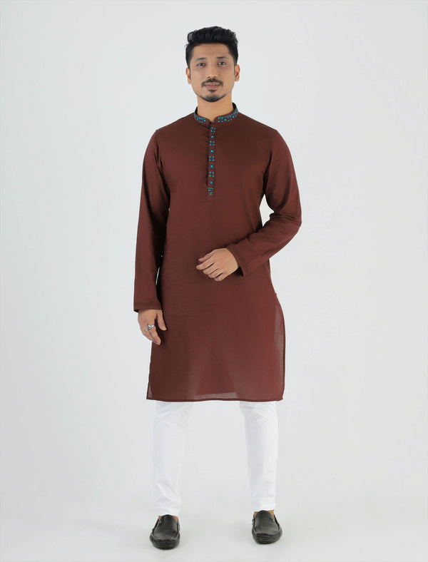 Slim Fit Jacquard Panjabi