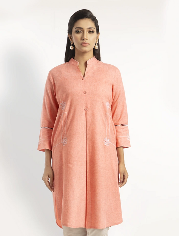 Embroidered Kameez With Pocket