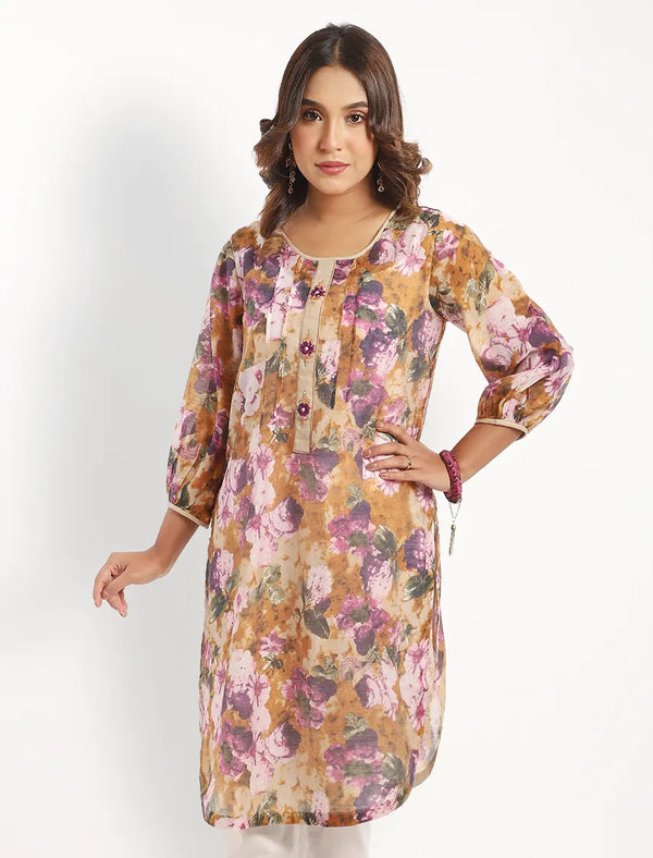 Printed Round Hem Kameez