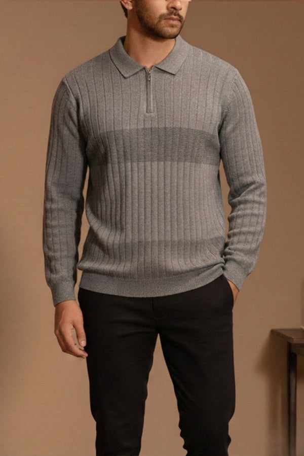 Structured Zip-Collar Sweater