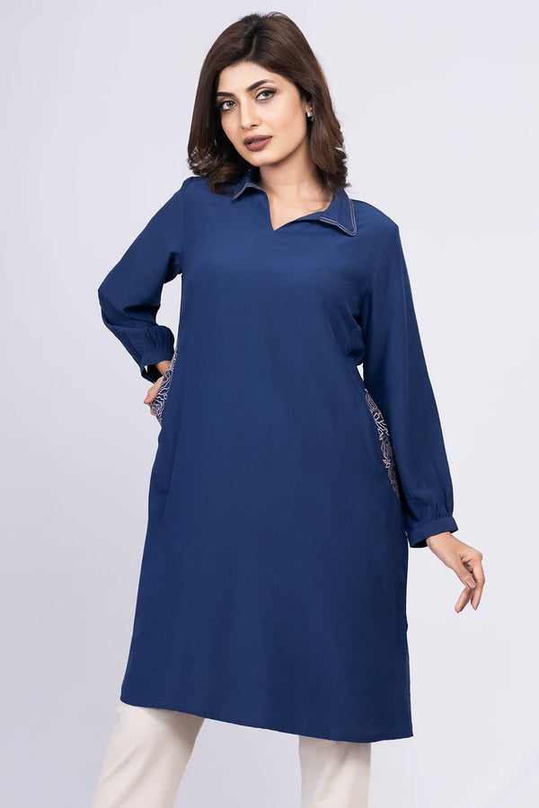 Embroidered Kurti With Pockets