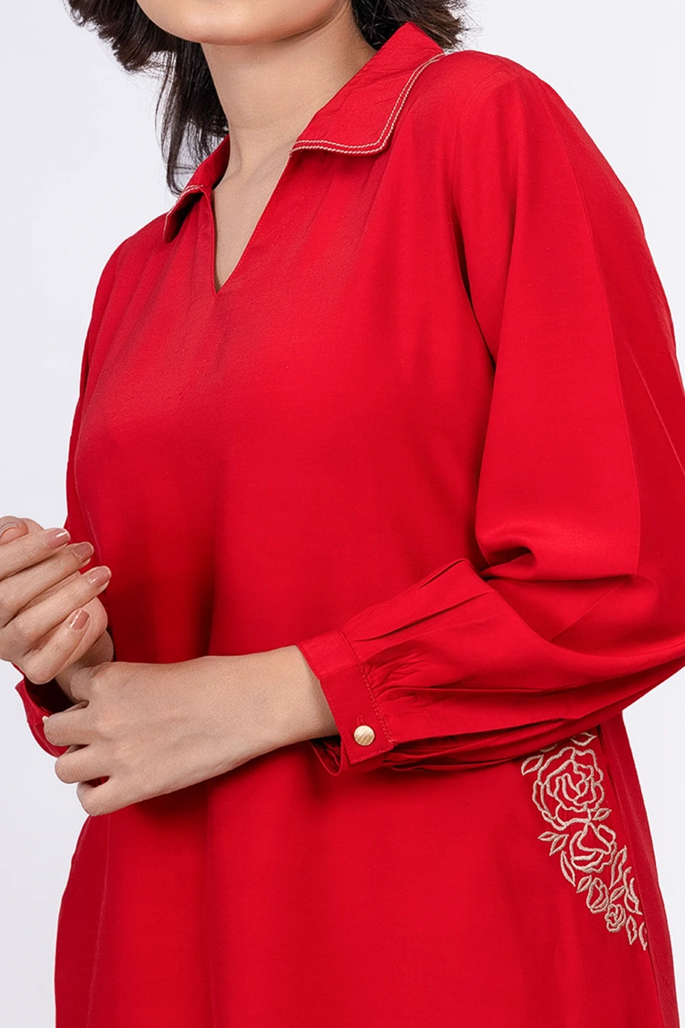 Embroidered Kurti With Pockets