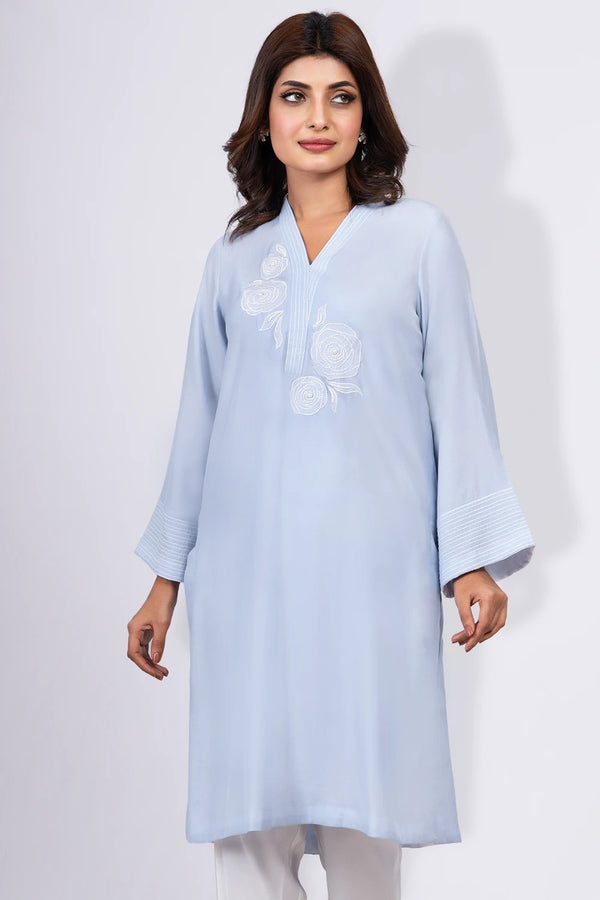 Kurti With Floral Applique Work