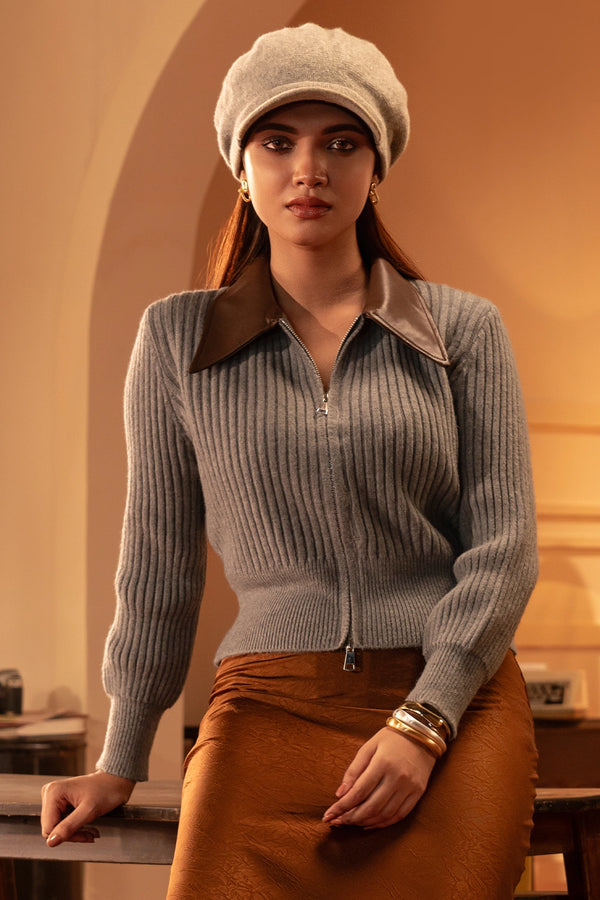 Contrast Collar Sweater