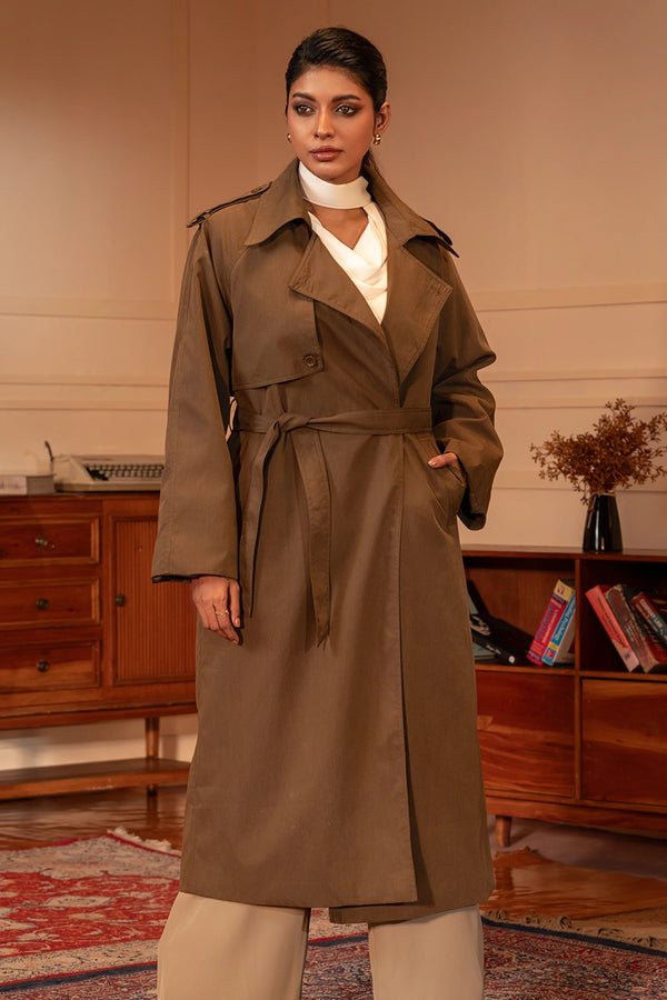 Umber Marlowe Long Trench Coat