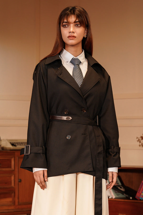 Midnight Crop Trench Coat