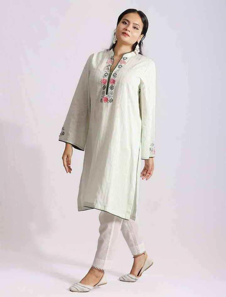 3d Embroidered Cotton Kameez - Blucheez