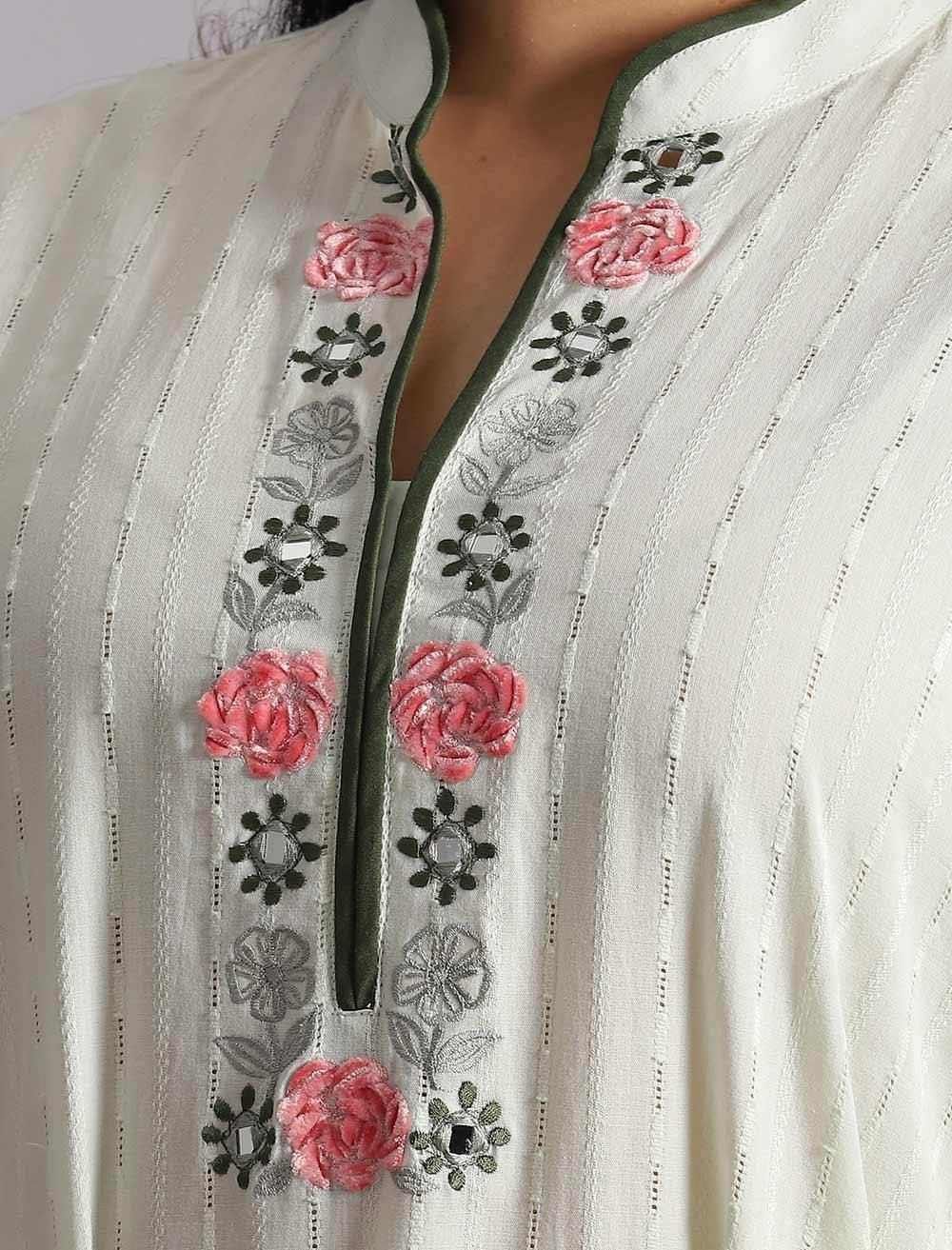 3d Embroidered Cotton Kameez - Blucheez
