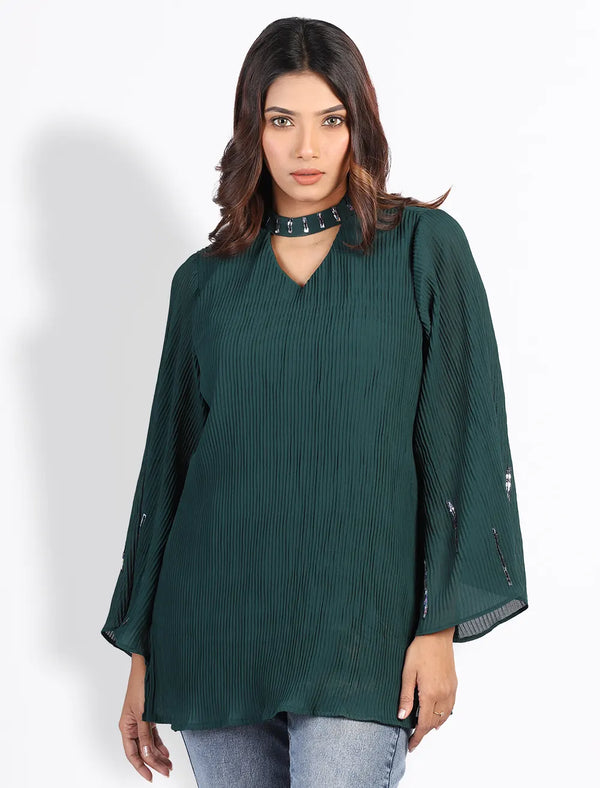 Zardozi Worked Crepe Top