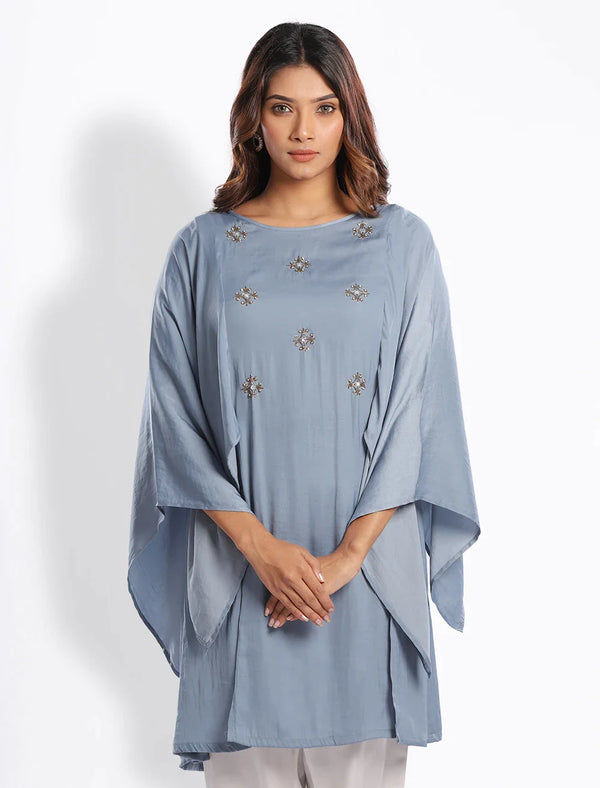 Zardozi Worked Kurti With Cape Sleeve