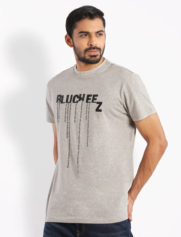 Round Neck Tee With Text Print