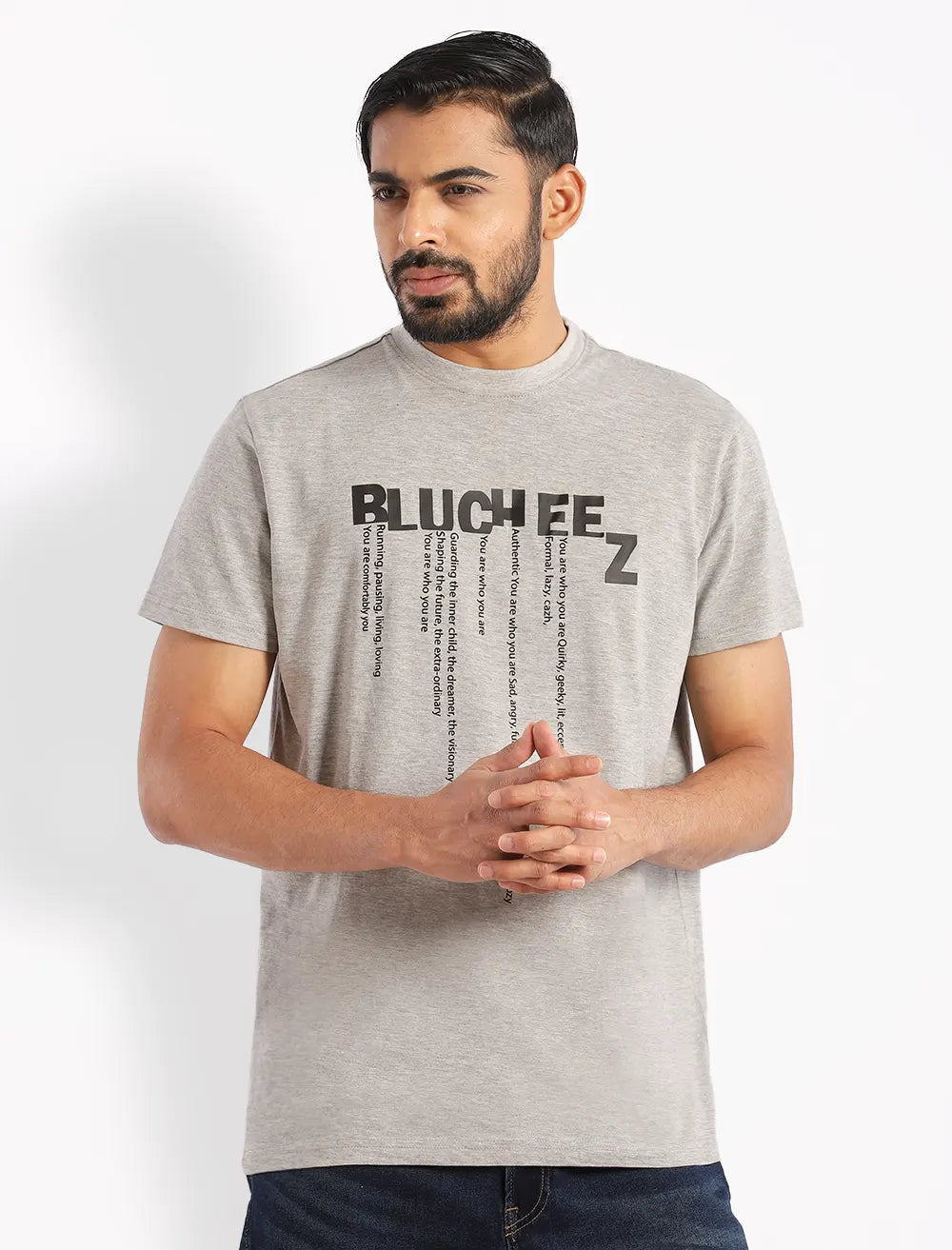 Round Neck Tee With Text Print