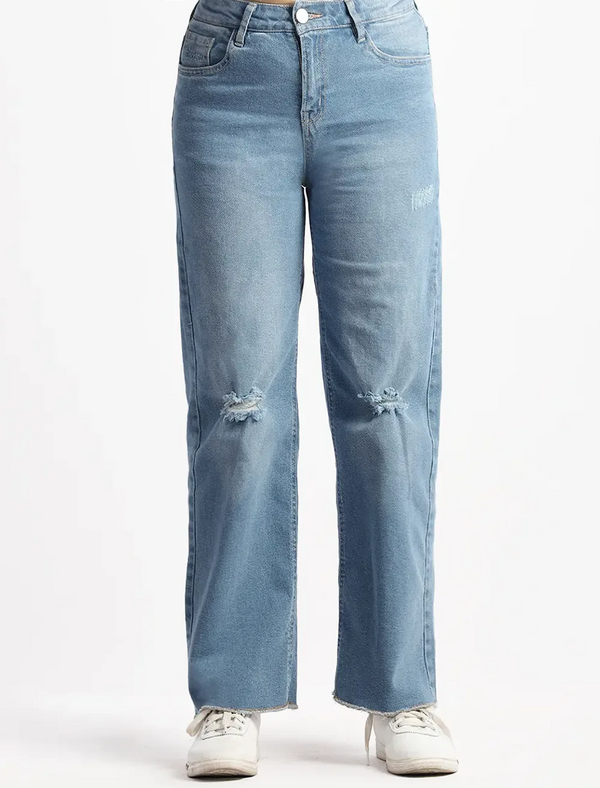 Wide Leg Distressed Denim