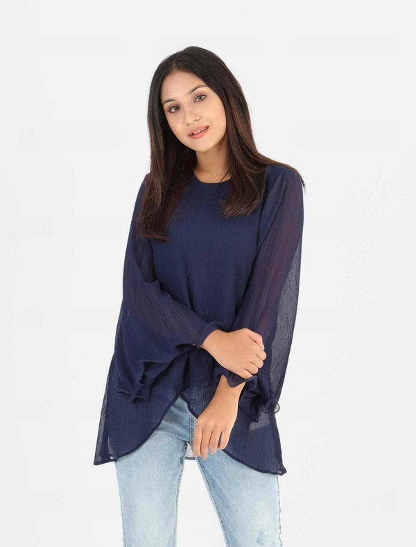 Bell Sleeve Asymmetric Top - Blucheez