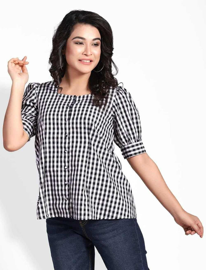 Cotton Puff Sleeve Top - Blucheez