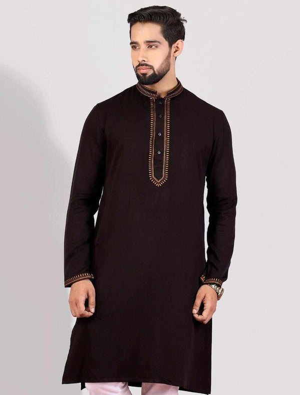 Dark Embellishment Slim Fit Panjabi - Blucheez