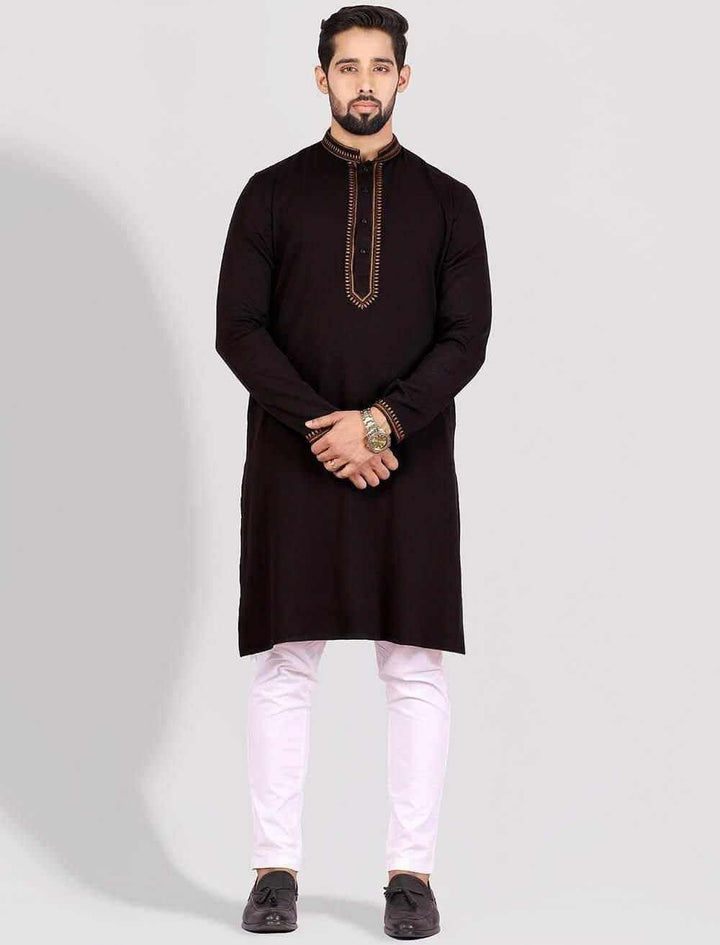 Dark Embellishment Slim Fit Panjabi - Blucheez