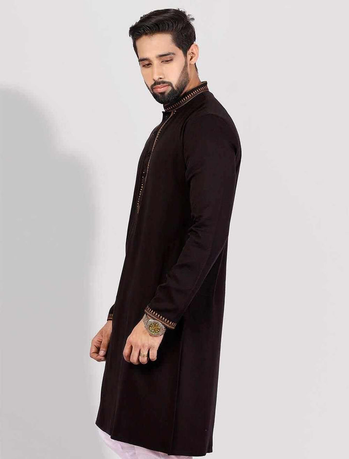 Dark Embellishment Slim Fit Panjabi - Blucheez