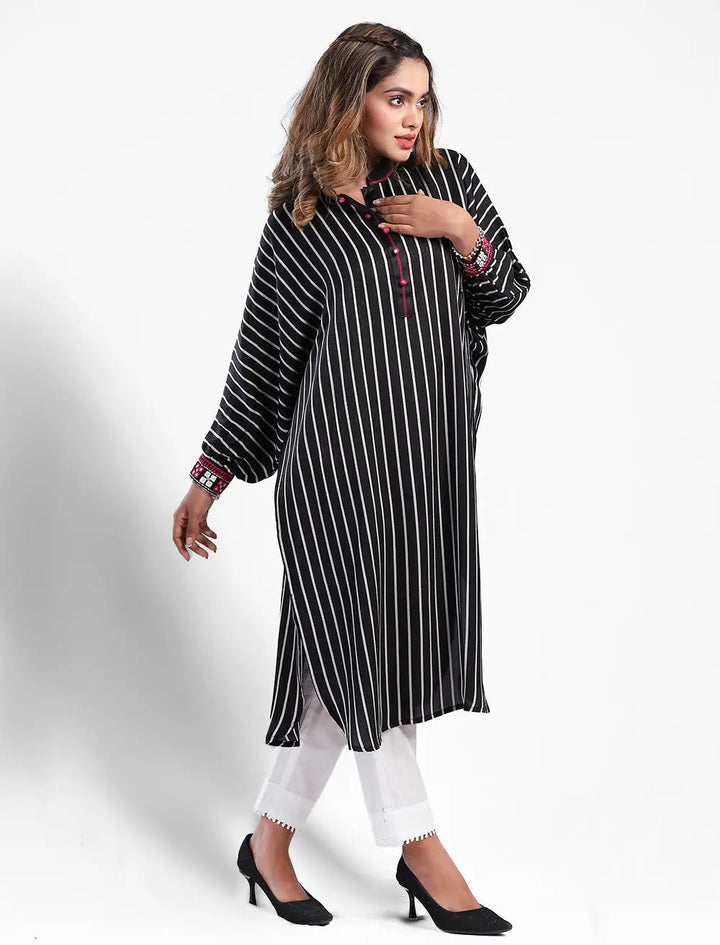 Drop Shoulder Stripe Kurti - Blucheez