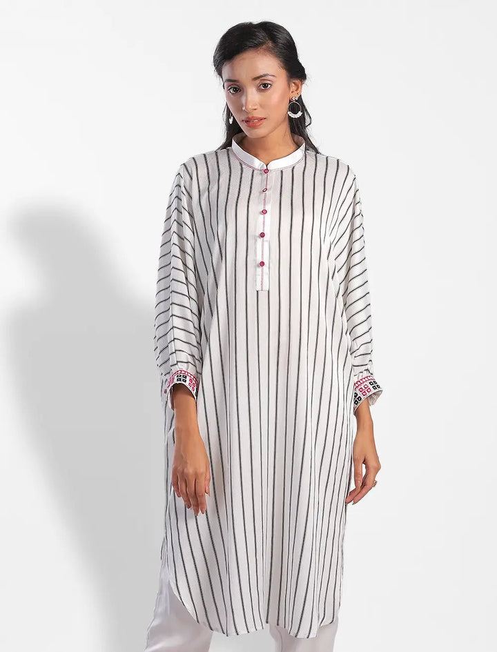 Drop Shoulder Stripe Kurti - Blucheez