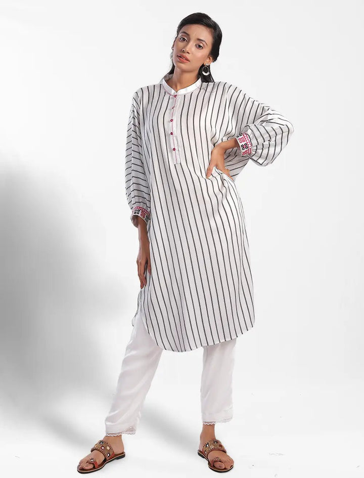 Drop Shoulder Stripe Kurti - Blucheez