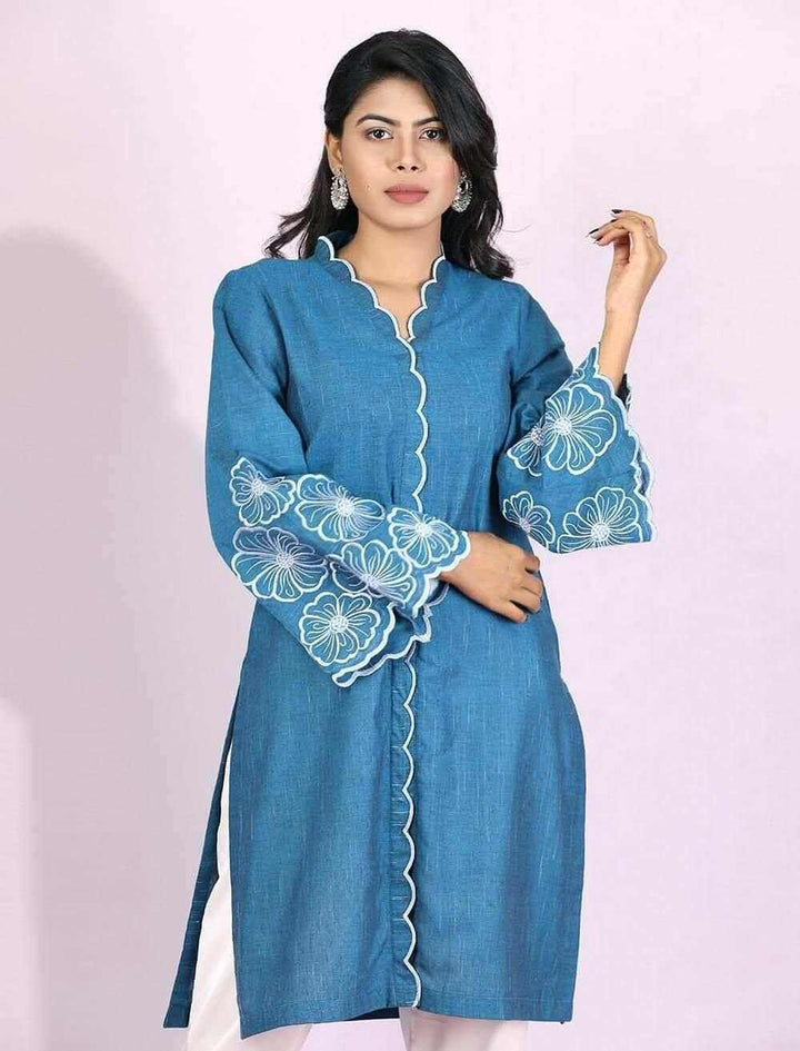 Embroidered Cotton Kurti - Blucheez