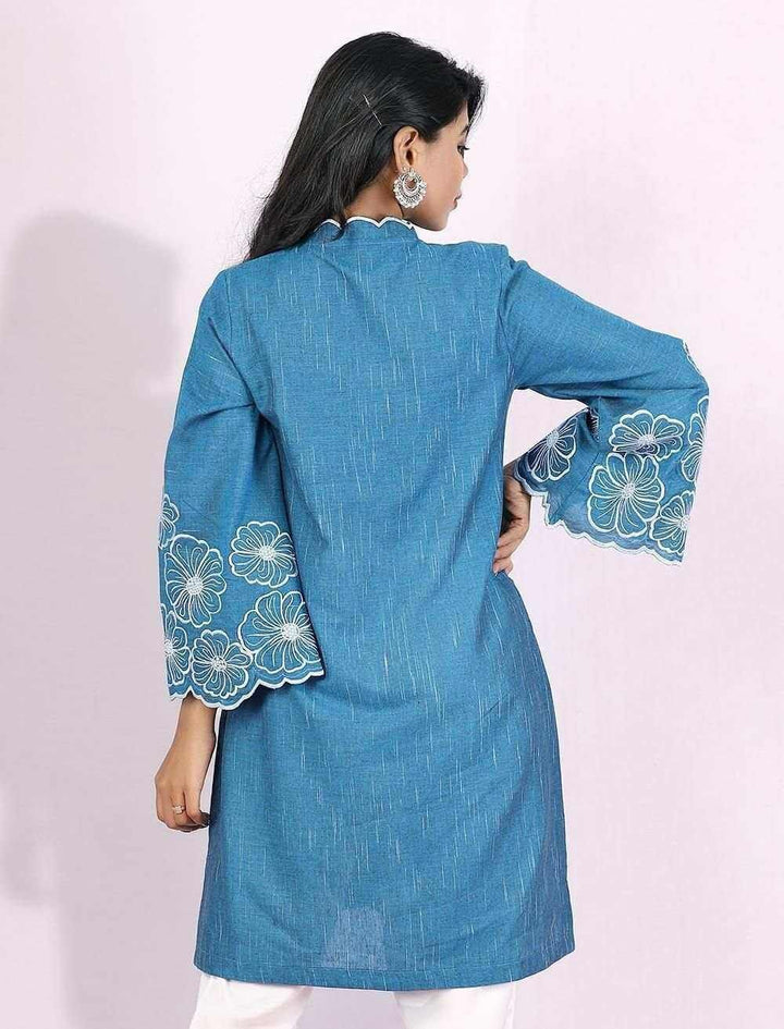 Embroidered Cotton Kurti - Blucheez