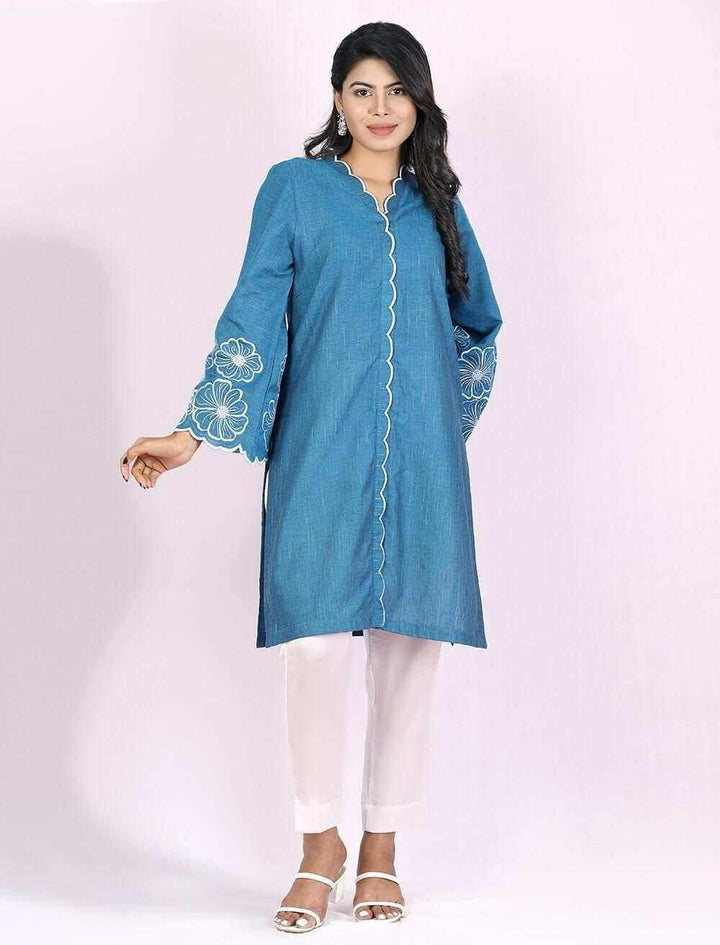 Embroidered Cotton Kurti - Blucheez