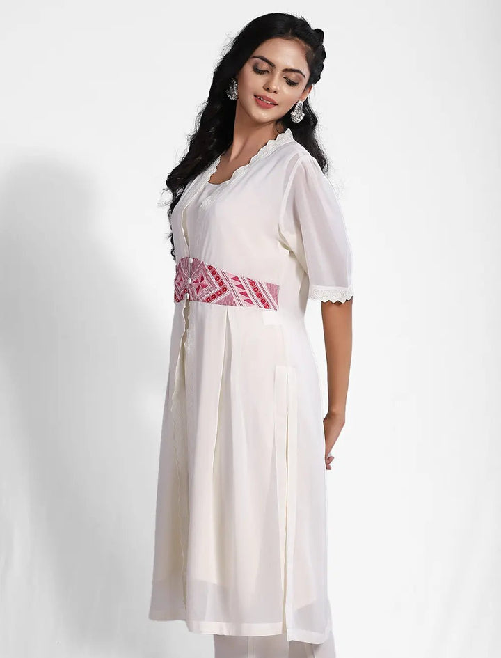 Embroidered Long Shrug Set - Blucheez