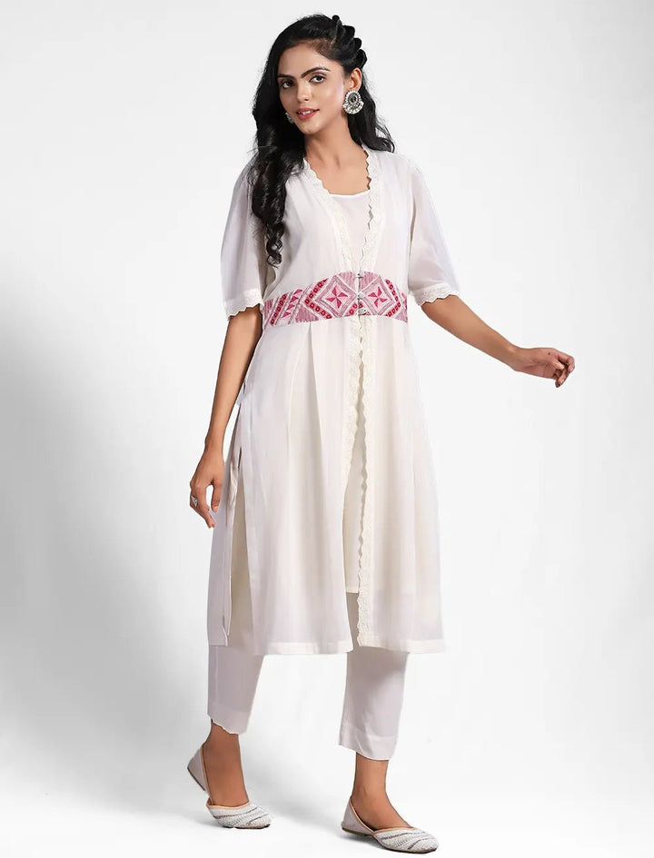 Embroidered Long Shrug Set - Blucheez