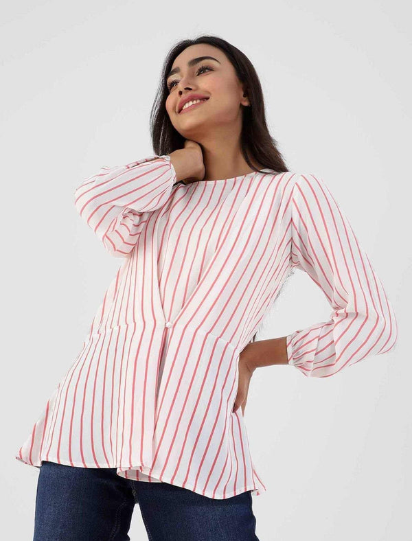 Georgette Top With Stripe - Blucheez