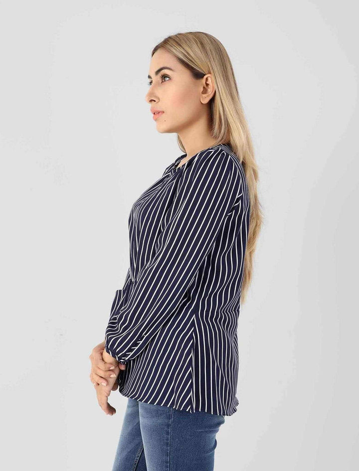 Georgette Top With Stripe - Blucheez