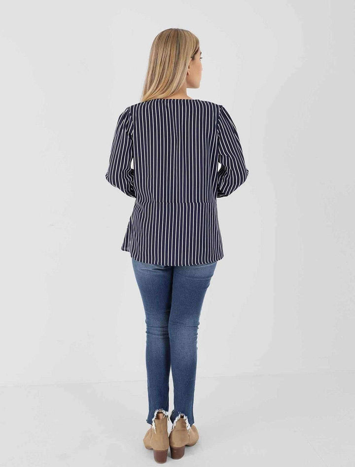 Georgette Top With Stripe - Blucheez