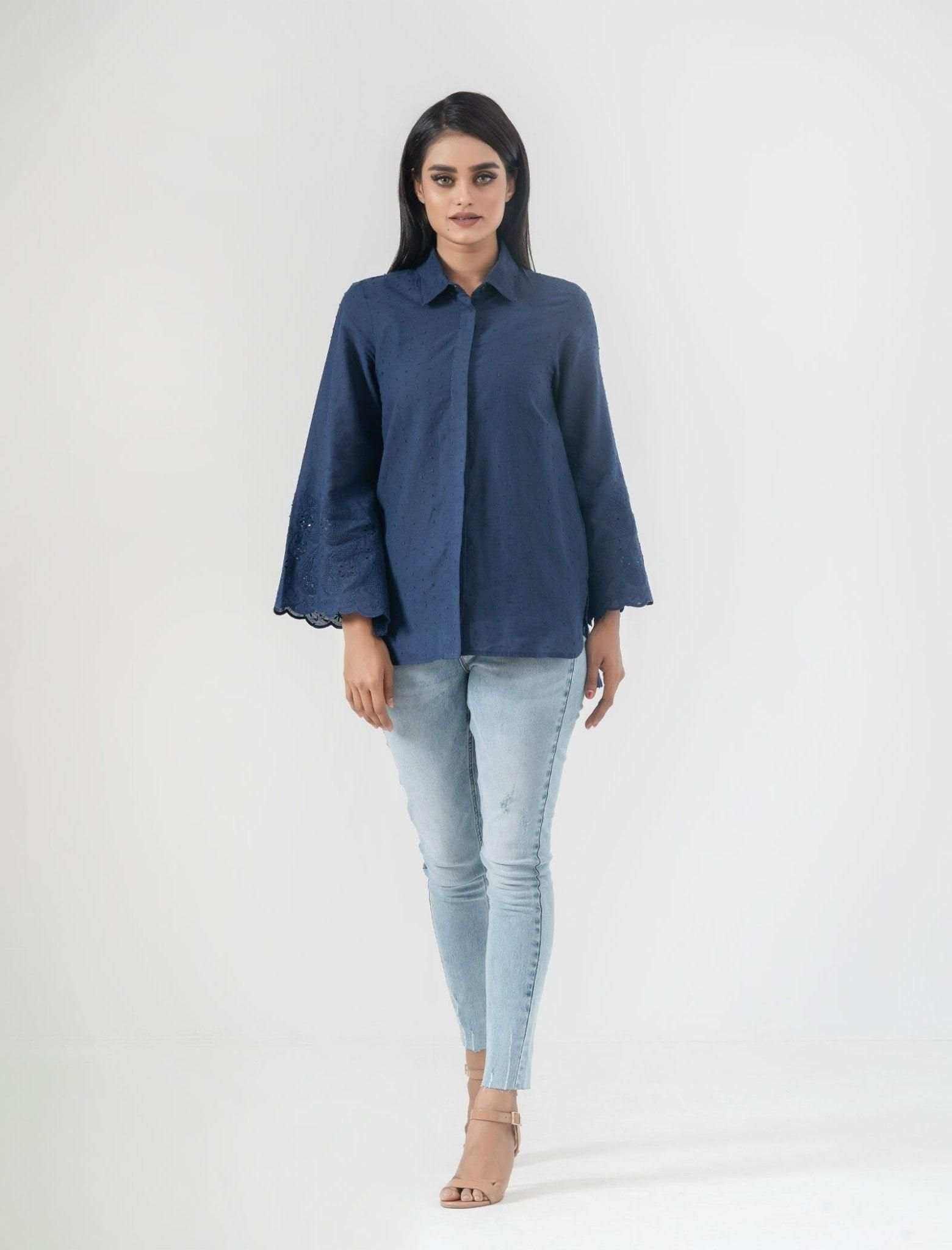 High-Low Top With Bell Sleeve - Blucheez