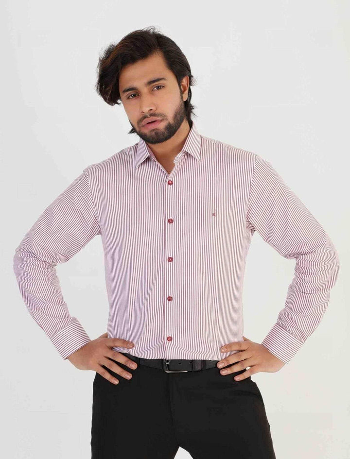 Maroon Stripe Formal Shirt - Blucheez