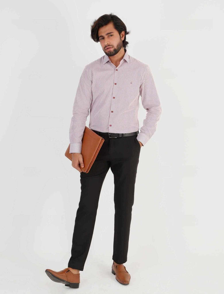 Maroon Stripe Formal Shirt - Blucheez