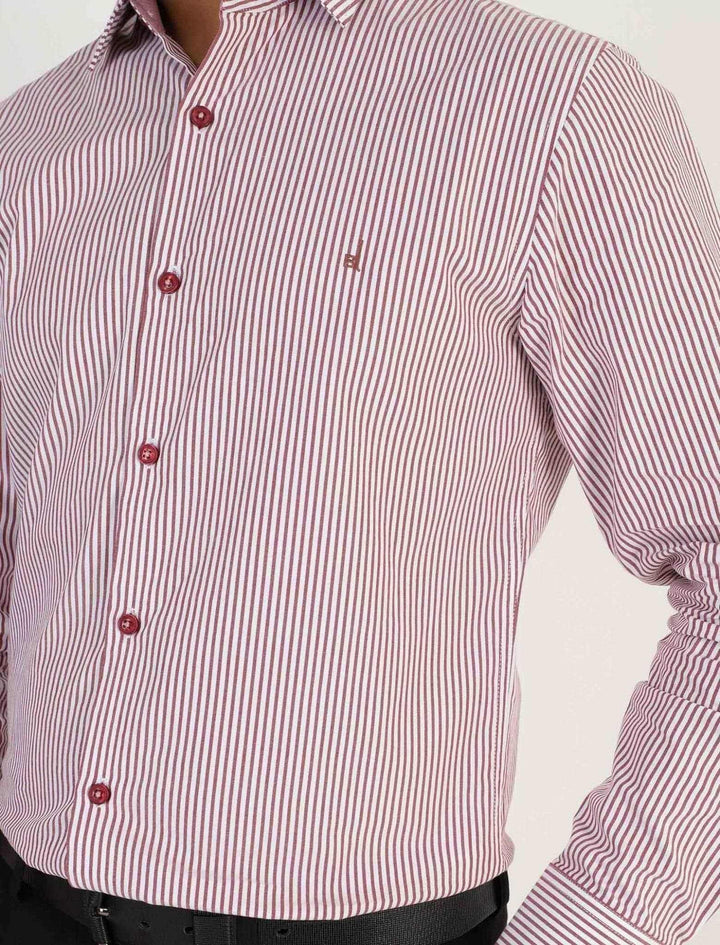 Maroon Stripe Formal Shirt - Blucheez