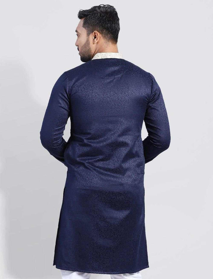 Printed Contrast Slim Fit Panjabi - Blucheez