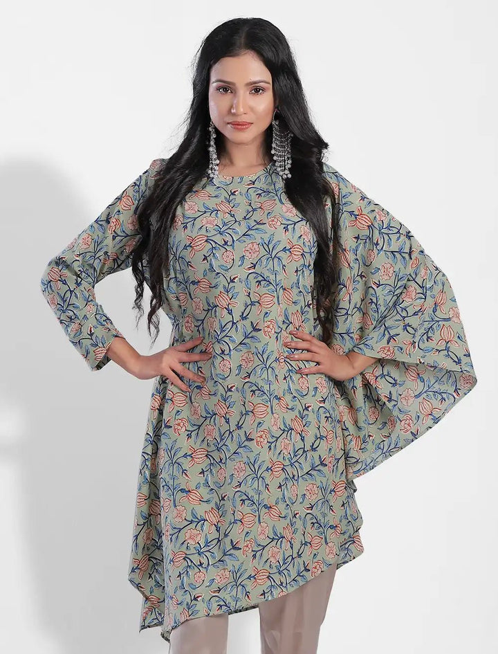 Printed Kaftan With Zardozi Pant - Blucheez