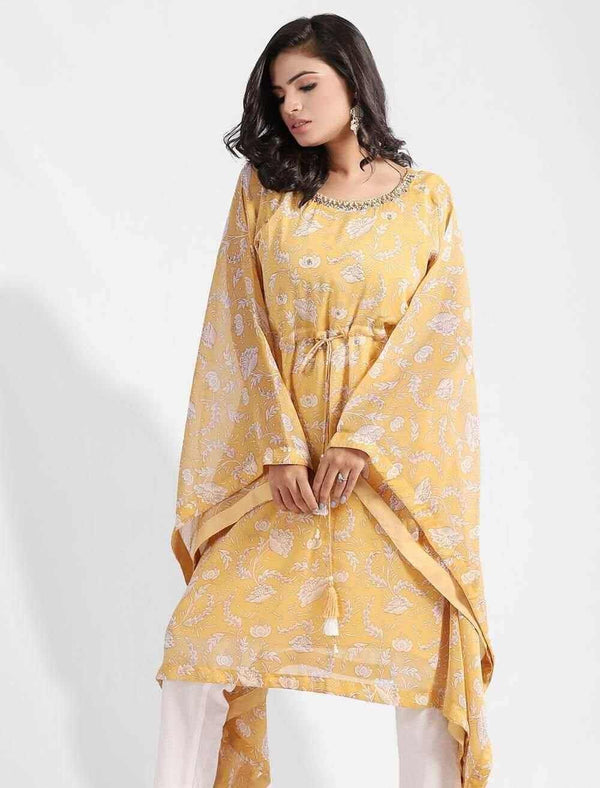 Printed Kaftan with Zardozi Work - Blucheez