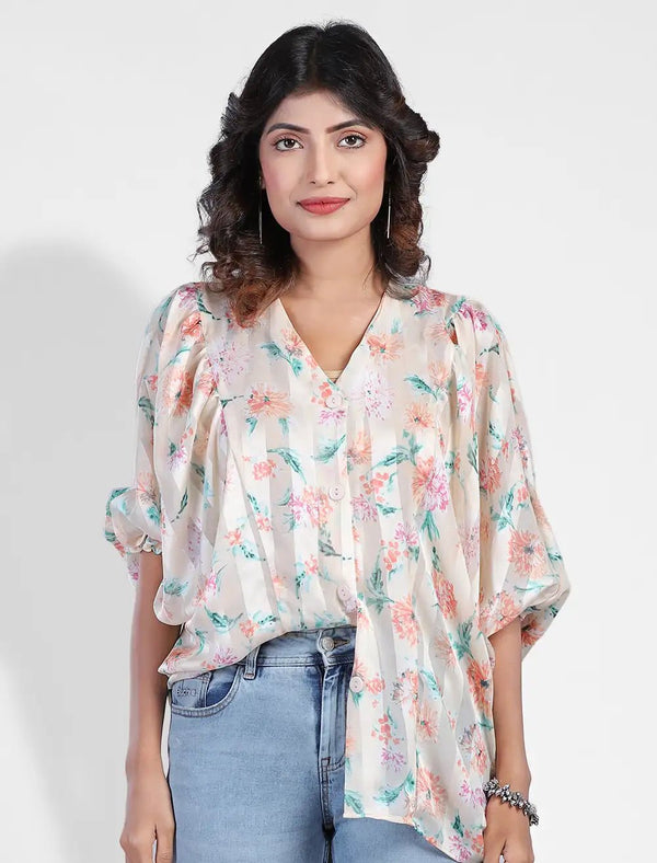 Printed Wide-Cut Blouse - Blucheez